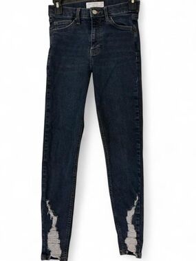 Topshop Jamie Distressed High Rise Skinny Jeans W26 L30 Ripped Ankle Hem